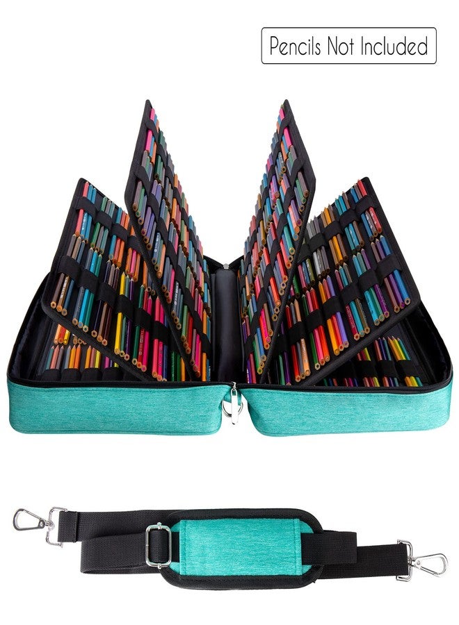 YOUSHARES Organizer Color Pencil 480 Slots - Pen Case Organizer with Handy Wrap & Zipper, Multilayer Holder for Prismacolor Colored Pencils & Gel Pen (Green) - Image 3