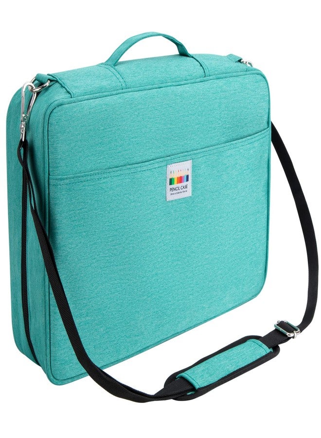 YOUSHARES Organizer Color Pencil 480 Slots - Pen Case Organizer with Handy Wrap & Zipper, Multilayer Holder for Prismacolor Colored Pencils & Gel Pen (Green) - Image 1