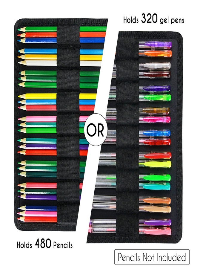 YOUSHARES Organizer Color Pencil 480 Slots - Pen Case Organizer with Handy Wrap & Zipper, Multilayer Holder for Prismacolor Colored Pencils & Gel Pen (Green) - Image 4