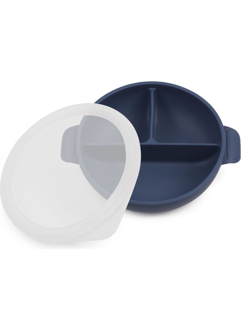 Jojobebek - Silicone Feeding Set Food Plate, Bowl, Pipette, Pacifier Case, Fork and Spoon, Cup/dark blue - Image 1