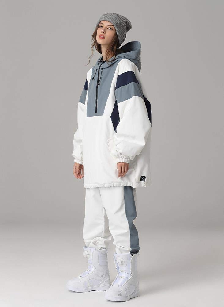 SEARIPE Couples Ski Suit Women's Ski Jackets and Pants Set Two Pieces Loose Snow Suits Men Winter Snowsuit(White,XL) - Image 4