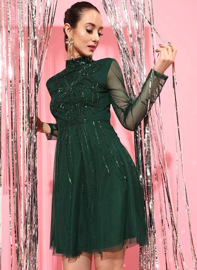 STREET 9 Stunning Green Solid Dress for Women