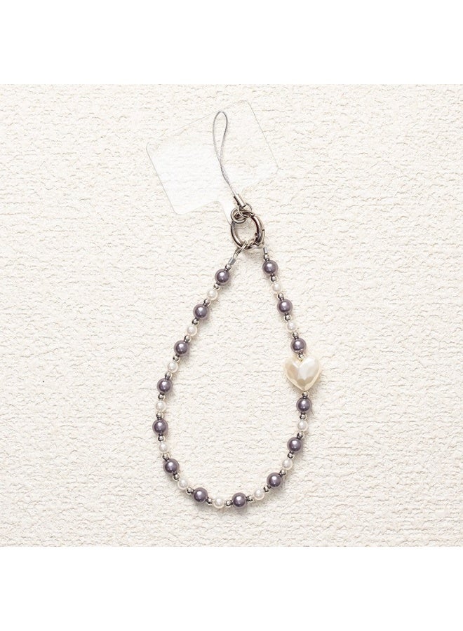 NIBEMINENT Beaded Phone Lanyard, Anti Lost Removable Wrist Strap, Love Bracelet Pendant, Phone Keychain Lanyard