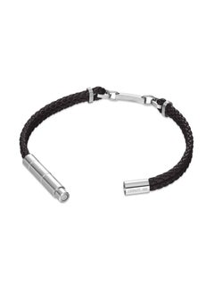 CERRUTI 1881 Sandro Black Leather Bracelet with Stainless Steel Link Motif for Men  - Image 3