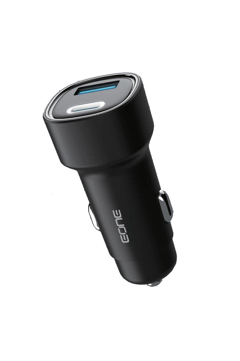 إيون شاحن سيارة بمنفذين من النوع USB-C و USB-A يأتي بقدرة شحن فائقة السرعة تبلغ 53W مع مؤشر ضوئي أبيض - متوافق مع جميع الأجهزة الذكية - Image 1