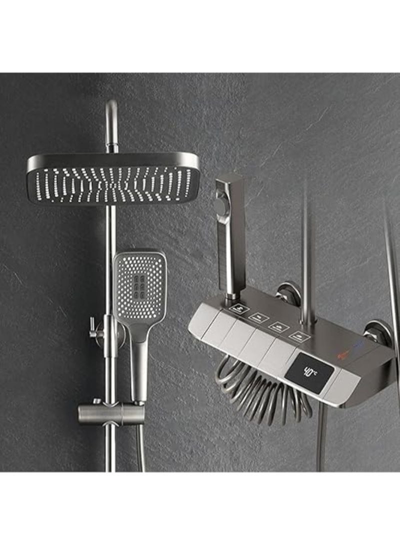 LED Digital Display Shower | System with 4 Mode Piano Key | Wall Mounted Rain | Mixer Shower | Combo Set with Booster Spray | Bathroom Shower | Overhead Shower and Adjustable | Hand Shower - Image 1