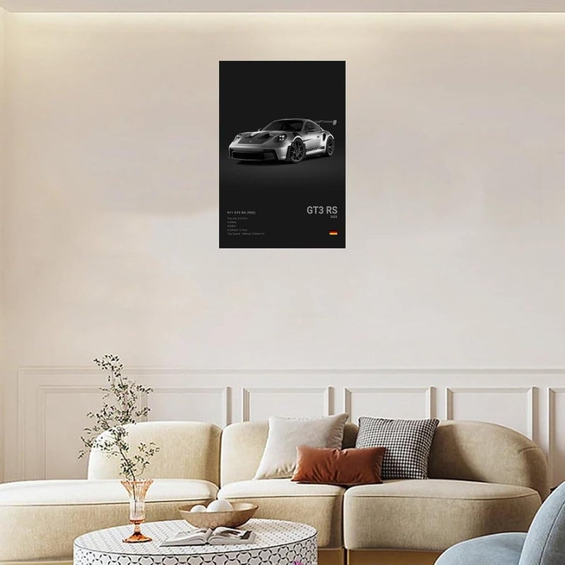 Dujoi Car Poster 911 GT3RS Posters Racing Car Wall Art Vintage Car Posters For Men Car Art Prints 911 Canvas Framed Unframe-style 16x24inch(40x60cm) - Image 3