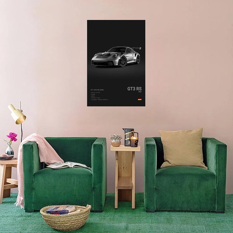 Dujoi Car Poster 911 GT3RS Posters Racing Car Wall Art Vintage Car Posters For Men Car Art Prints 911 Canvas Framed Unframe-style 16x24inch(40x60cm) - Image 4