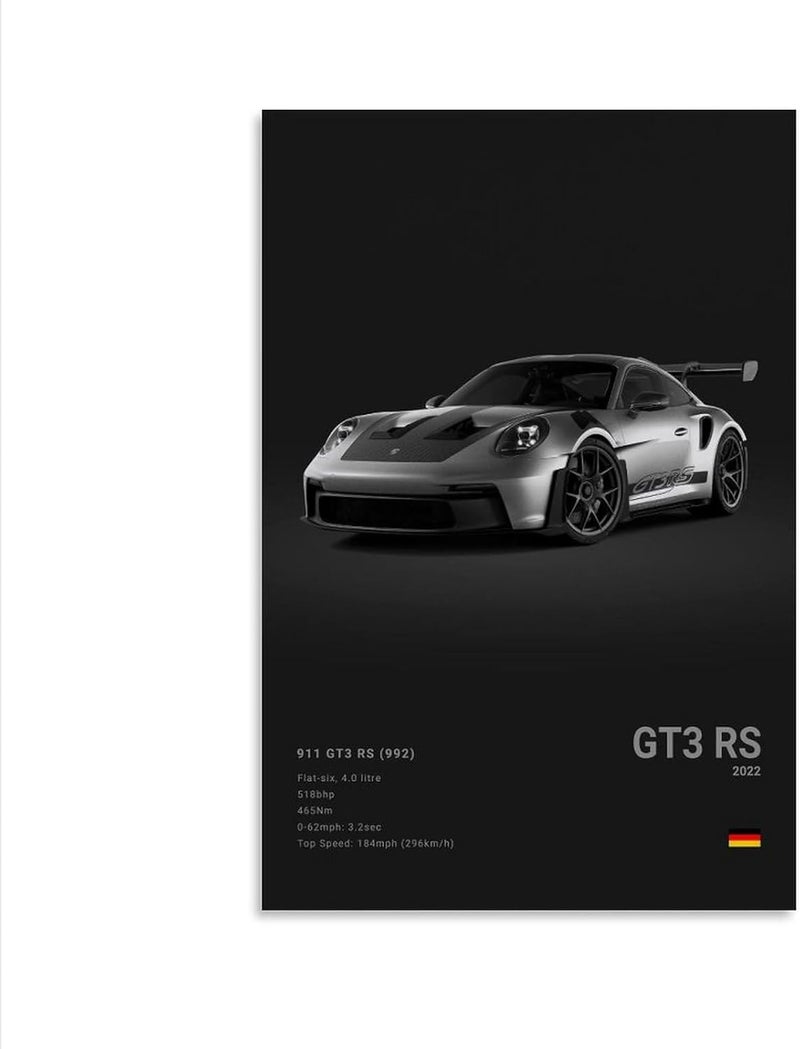 Dujoi Car Poster 911 GT3RS Posters Racing Car Wall Art Vintage Car Posters For Men Car Art Prints 911 Canvas Framed Unframe-style 16x24inch(40x60cm) - Image 1