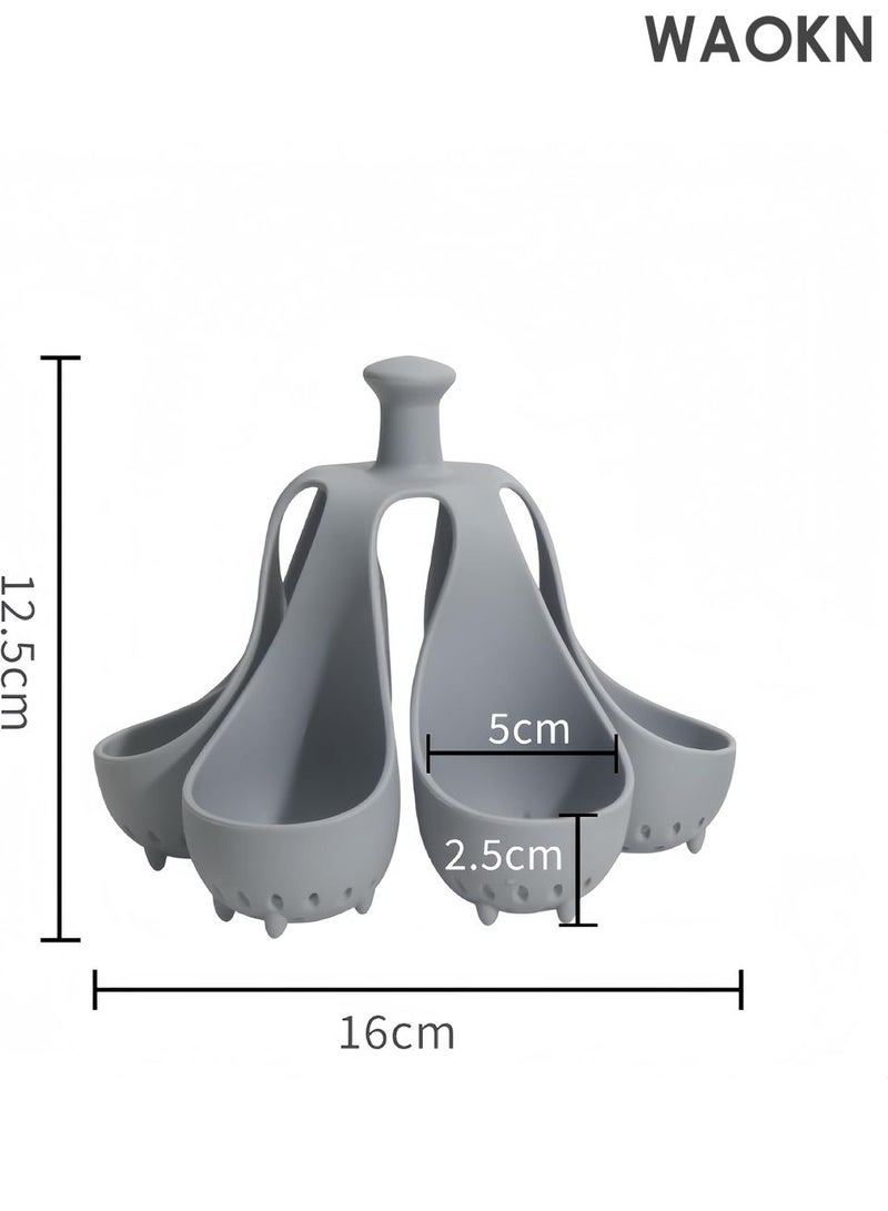 WAOKN Silicone Egg Boiler Rack, Freestanding Egg Boiler, egg boiler holder, Egg Cooker, Hard Boiled Egg Boiler, Storage and Egg Rack, Holds 6 Eggs, Kitchen Silicone Egg Boiler Gadget, Gray - Image 3