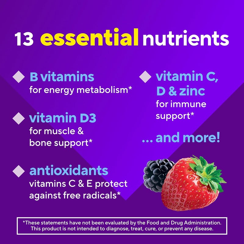 Vitafusion Adult Gummy Vitamin Supplement for Men Berry Flavored A C D E B6 B12 Daily 120 Count 60 Day Supply - Image 5