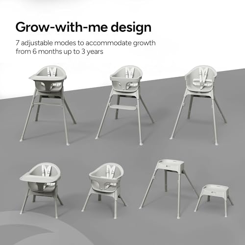 Mompush Olli 7-in-1 Convertible High Chair for Babies and Toddlers – Adjustable Height & Footrest, Dishwasher-Safe Tray, Compact Foldable Design for Easy Storage & Travel, Lightweight Yet Durable - Image 2