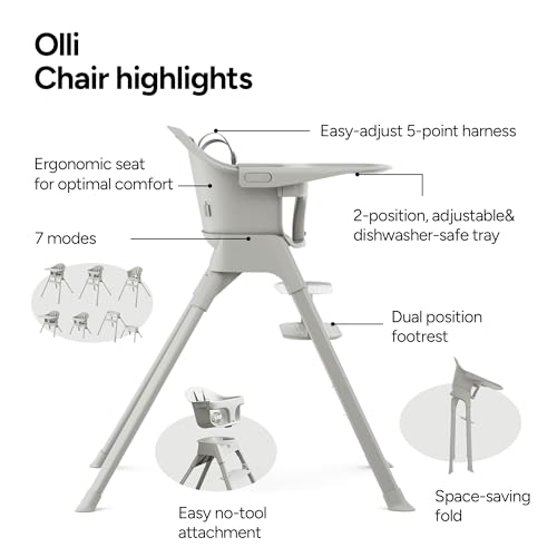 Mompush Olli 7-in-1 Convertible High Chair for Babies and Toddlers – Adjustable Height & Footrest, Dishwasher-Safe Tray, Compact Foldable Design for Easy Storage & Travel, Lightweight Yet Durable - Image 4