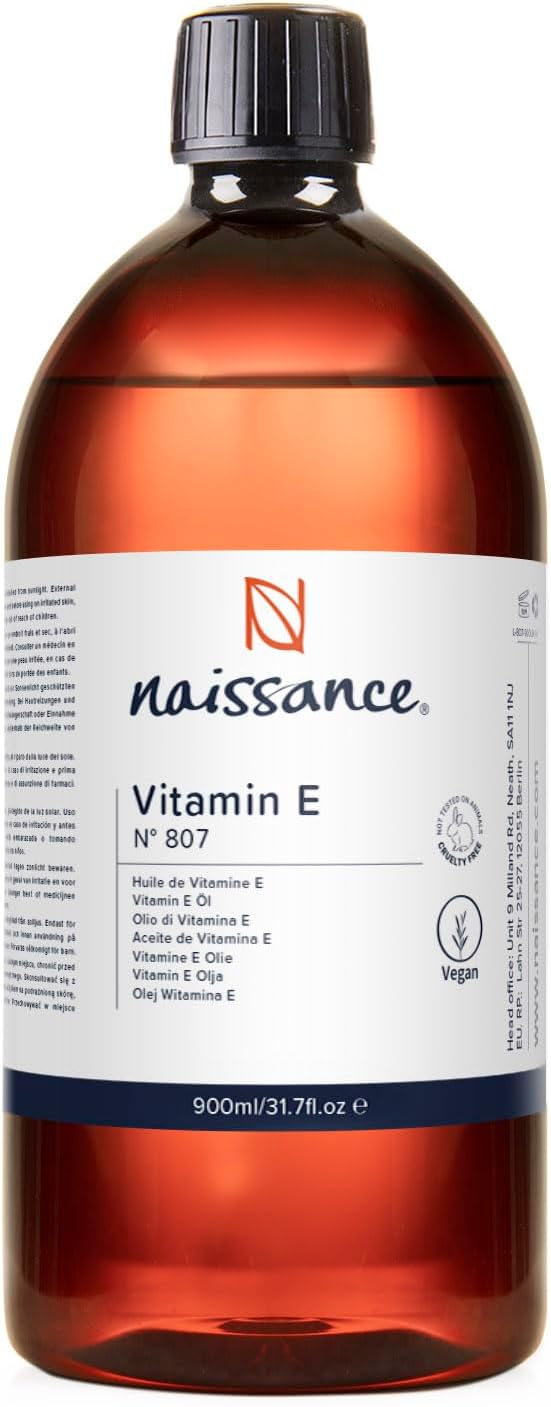 Naissance Vitamin E Oil No 807 900ml for Skin Face Hair Growth Scalp Nails Cuticles Scars Natural Plantbased