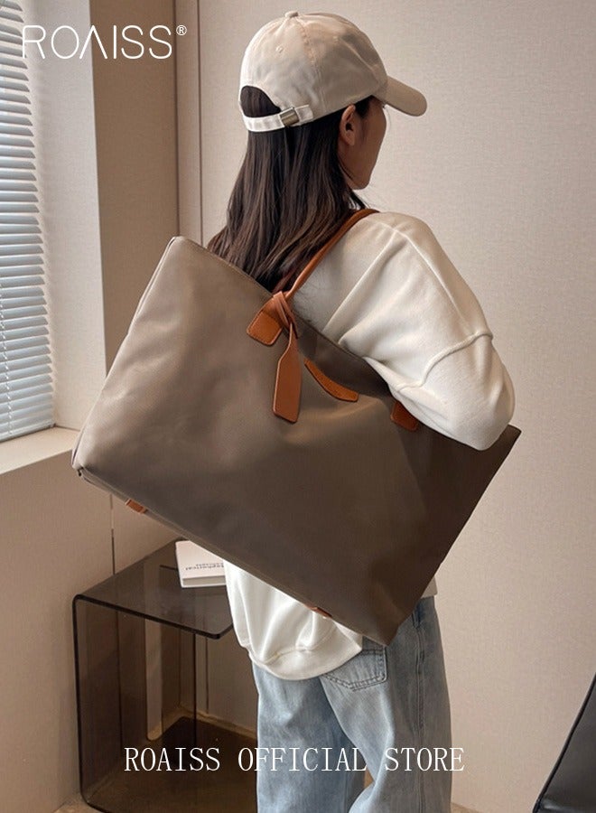 roaiss Large Capacity Tote Bag with 2 Pieces Small Zipper Pouch Bags  Set for Women Water Resistant Shoulder Bag Top Handle Handbag for Travel Commuting or Gym the Mini Bags can for Cosmetics Headphones  - Image 5