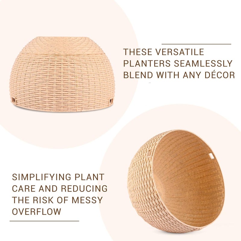 Kuber Industries مجموعة كوبر إندستريز من 5 أصص زهور معلقة | أصص زهور معلقة لغرفة المعيشة | زراعة للمنزل - الحدائق والبستنة | أصص زهور للشرفة | يوروب رخام | 7 بوصة | بيج - Image 5