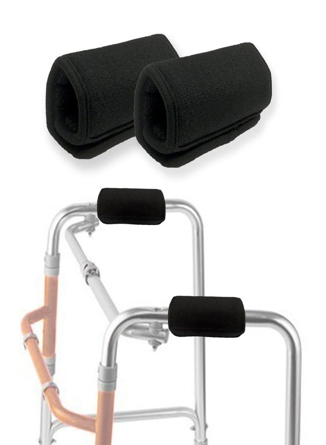 MESINURS Universal Walker Padded Hand Grip Covers, Premium Medical Soft Cushion Memory Foam Core Padding, Wicking, Comfort, Washable, Black - Image 1