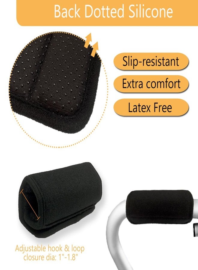 MESINURS Universal Walker Padded Hand Grip Covers, Premium Medical Soft Cushion Memory Foam Core Padding, Wicking, Comfort, Washable, Black - Image 3