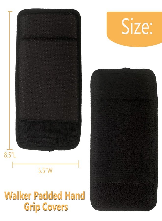 MESINURS Universal Walker Padded Hand Grip Covers, Premium Medical Soft Cushion Memory Foam Core Padding, Wicking, Comfort, Washable, Black - Image 2