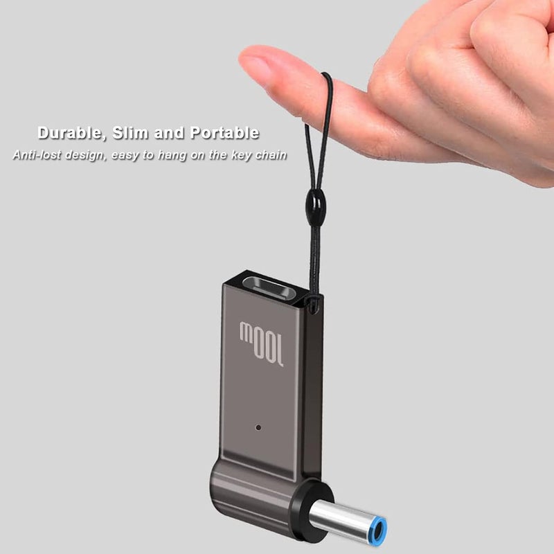 إكسفور محول USB C إلى 4.5 مم، محول شحن الكمبيوتر المحمول من نوع C أنثى إلى ذكر DC قابس برميل ذكر، محول طاقة 100 واط PD لشاحن طرفي لـ Probook Notebook Elitebook - Image 5