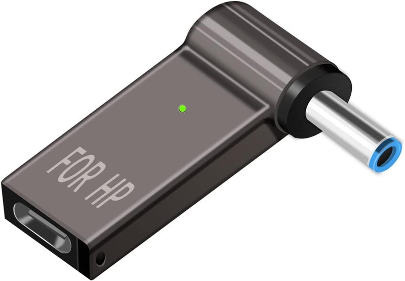 إكسفور محول USB C إلى 4.5 مم، محول شحن الكمبيوتر المحمول من نوع C أنثى إلى ذكر DC قابس برميل ذكر، محول طاقة 100 واط PD لشاحن طرفي لـ Probook Notebook Elitebook - Image 1