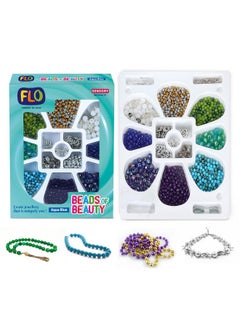 FLO FLO Toys Beads of Beauty Aqua Blue Beads for Jewellery Making Kit for Kids - Complete Beads for Bracelet, Necklaces, and Earrings Crafting Kit - Perfect Jewellery Making Set for Girls…  - Image 1