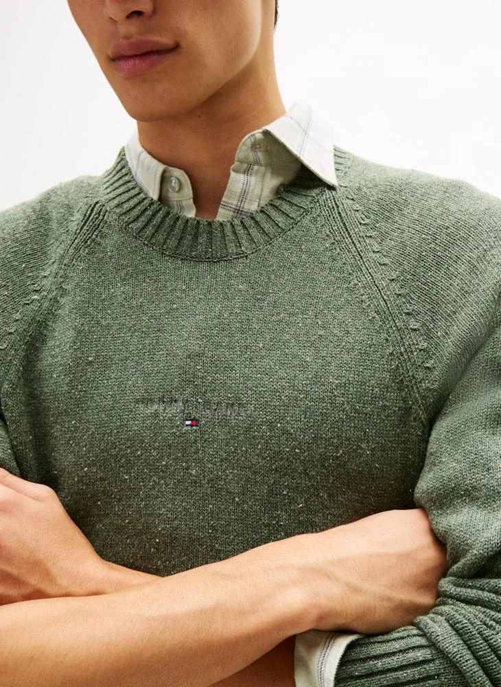 تومي جينز كنزة راجلان بأكمام بشعار خطي ضيق