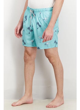 Rainforest Men All Over Print Drawstring Swim Short, Turquoise Combo  - Image 3