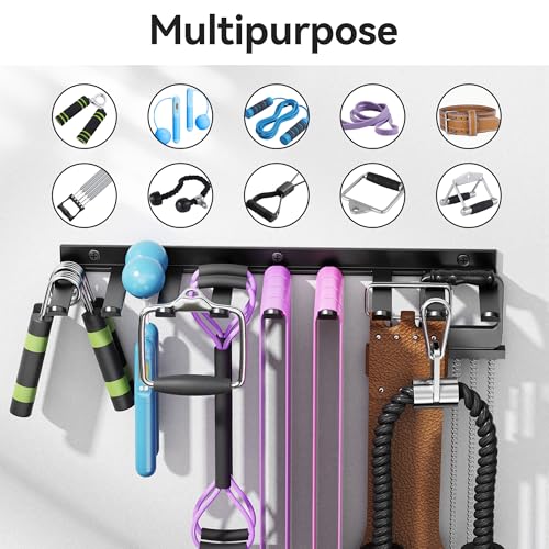 niffgaff Wall Mounted Home Gym Equipment Storage Rack for Resistance Bands, Cable Attachments, Lifting Belts, Jump Ropes and Chains - Image 4