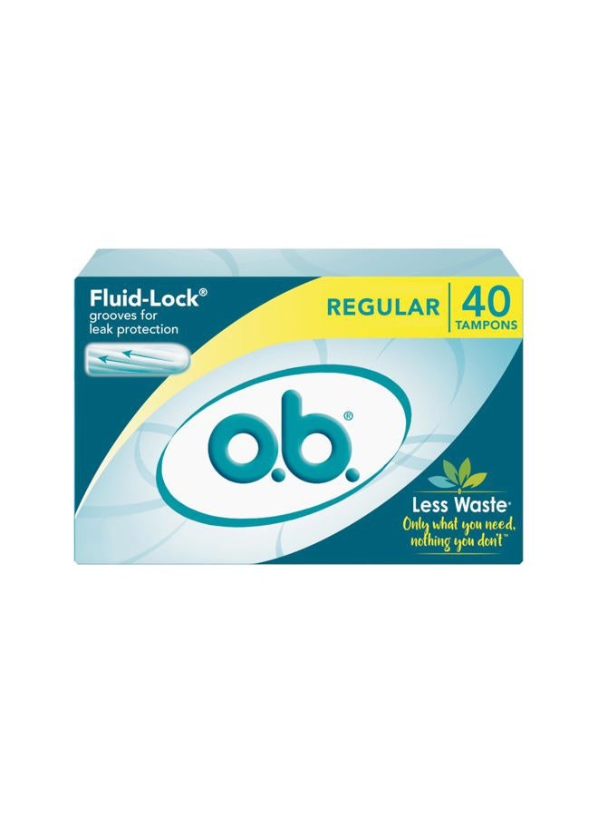 o.b. Tampons No Applicator, Unscented - 40ct | Applicator-Free Tampons Regular, Feminine Care, ob Tampon Regular, Period Products - Image 1
