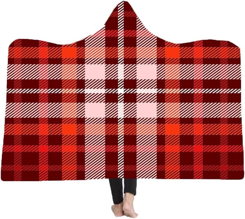 Plaid Hooded Cloak Magic Carpet Wearing A Hat Adult Children Double-Plush Blanket Daily Use (Color : 8 Size : 130000cm) (15 150 * 200cm) - Image 4