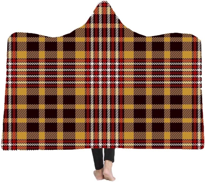 Plaid Hooded Cloak Magic Carpet Wearing A Hat Adult Children Double-Plush Blanket Daily Use (Color : 8 Size : 130000cm) (15 150 * 200cm) - Image 3