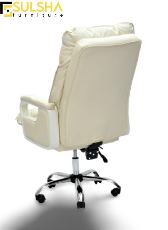 SULSHA Executive Ergonomic Computer Desk Chair for Office and Gaming with headrest back comfort and lumbar support Beige  - Image 3