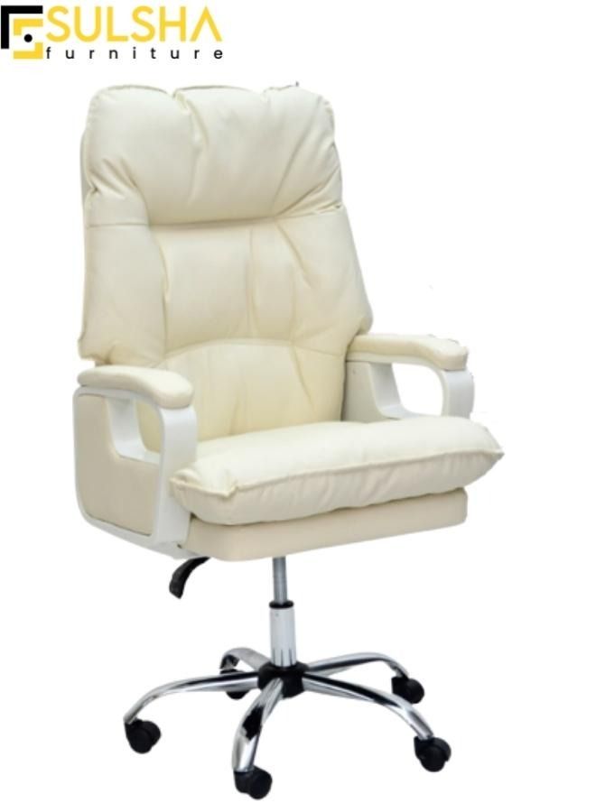SULSHA Executive Ergonomic Computer Desk Chair for Office and Gaming with headrest back comfort and lumbar support Beige  - Image 1