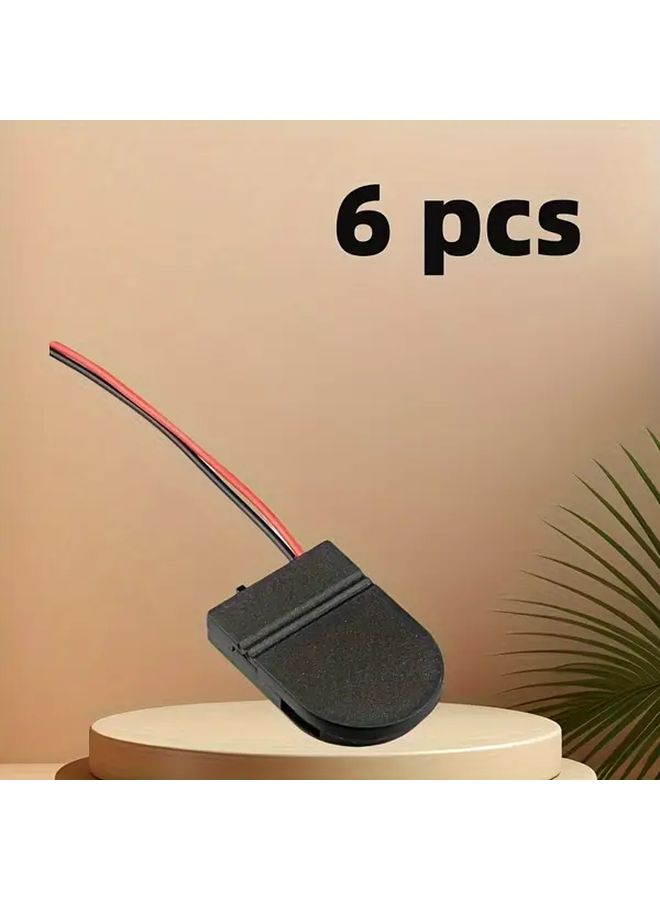 حامل بطارية أسود 6 قطع CR2032 مع مفتاح تشغيل/إيقاف لتخزين DIY - Image 1