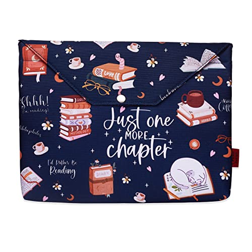 LParkin Just One More Chapter Book Sleeve, Book Protector with Zipper with Padded, Book Covers for Paperback, 11 x 9 Inch, Book Sleeve for Book Lovers - Image 1