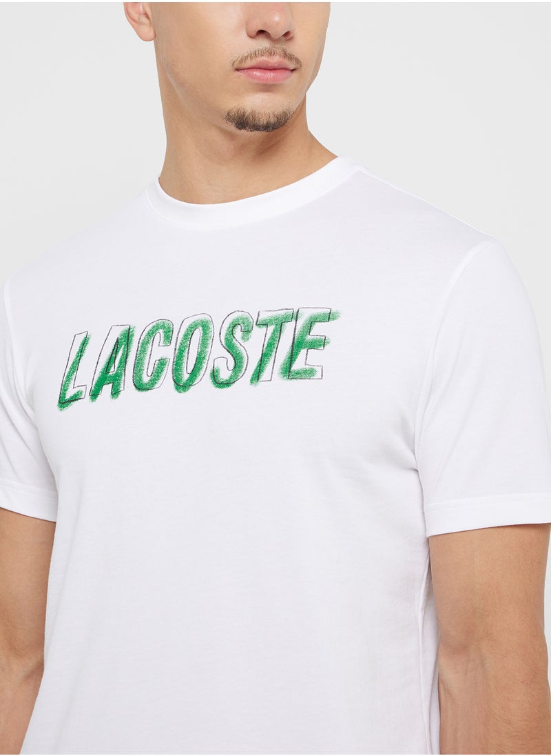 LACOSTE Logo Graphic Crew Neck Short Sleeve T-Shirt  - Image 3