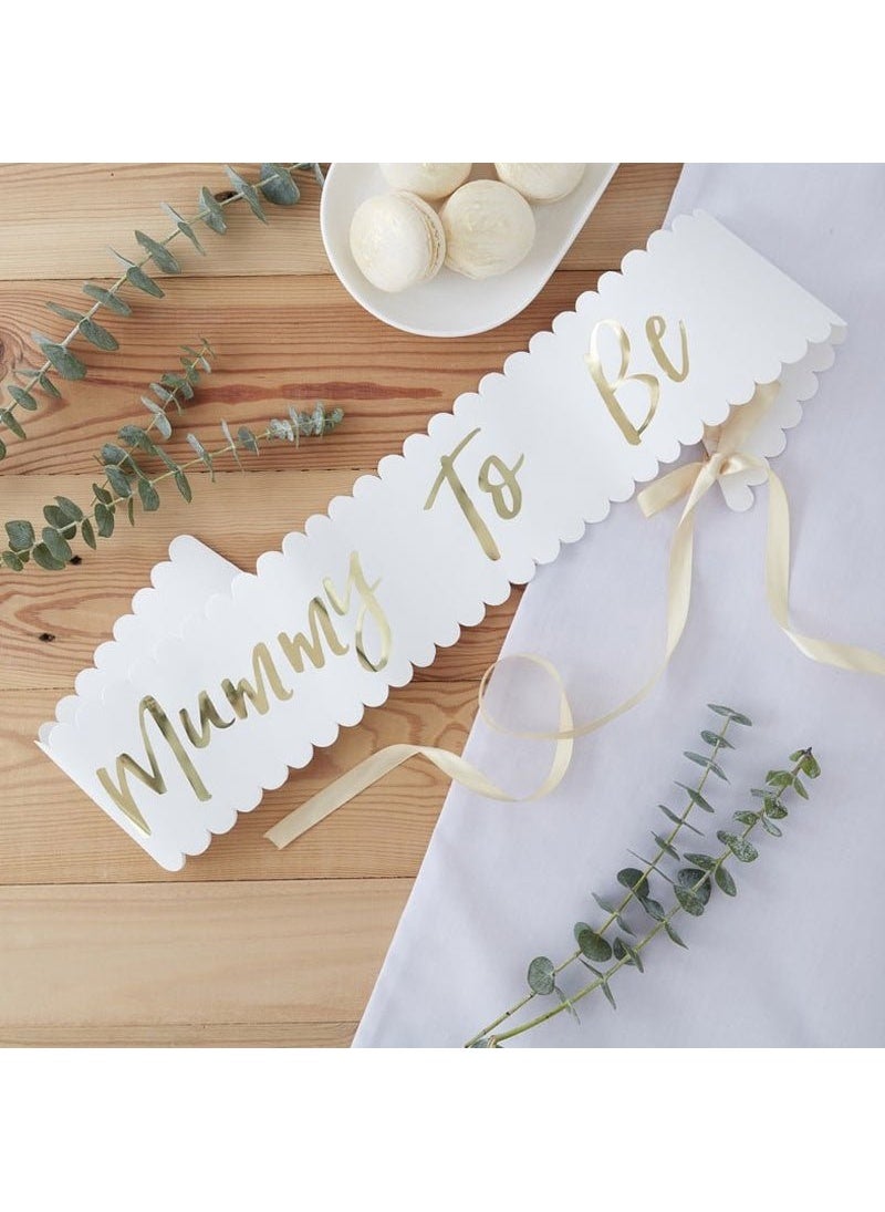 Ginger Ray Mummy To Be Sash White Gold 75cm