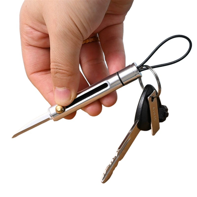 Multi-function Stealth Knife Women's Self-defense Knife Portable Keychain silver - Image 5