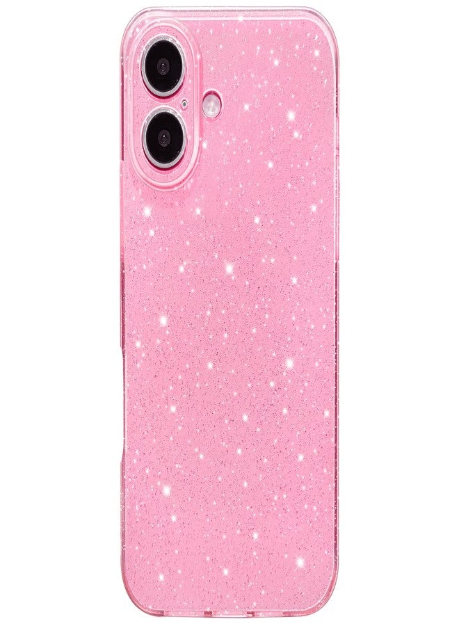 Hython Case for iPhone 17 Case Glitter Cute Sparkly Shiny Bling Sparkle Phone Cases 6.3", Thin Slim Fit Soft TPU Bumper Shockproof Rubber Protective Cover for Women Girls Girly, Bright Pink - Image 1