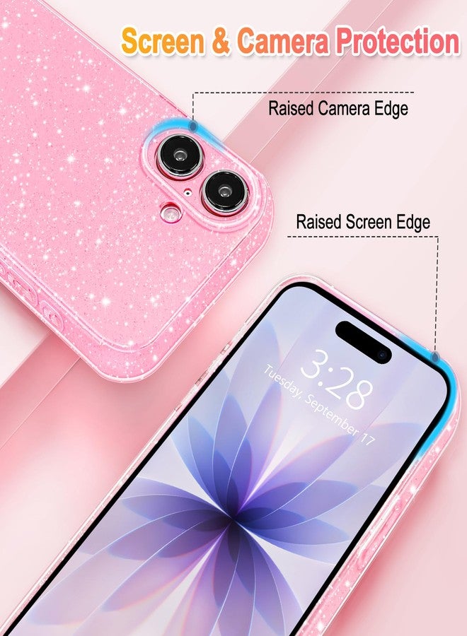 Hython Case for iPhone 17 Case Glitter Cute Sparkly Shiny Bling Sparkle Phone Cases 6.3", Thin Slim Fit Soft TPU Bumper Shockproof Rubber Protective Cover for Women Girls Girly, Bright Pink - Image 3