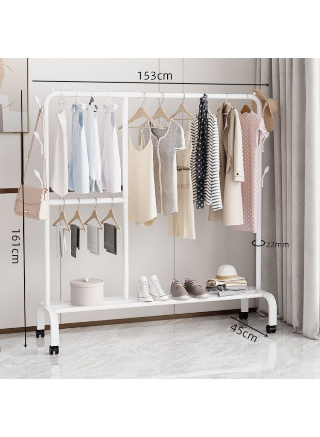 Bold Hanger Floor Drying Rack Household Indoor Folding Vertical Clothes Shelf Simple Wardrobe Storage-Colour:White  1.8m Grid Coat Rack Style  - Image 1