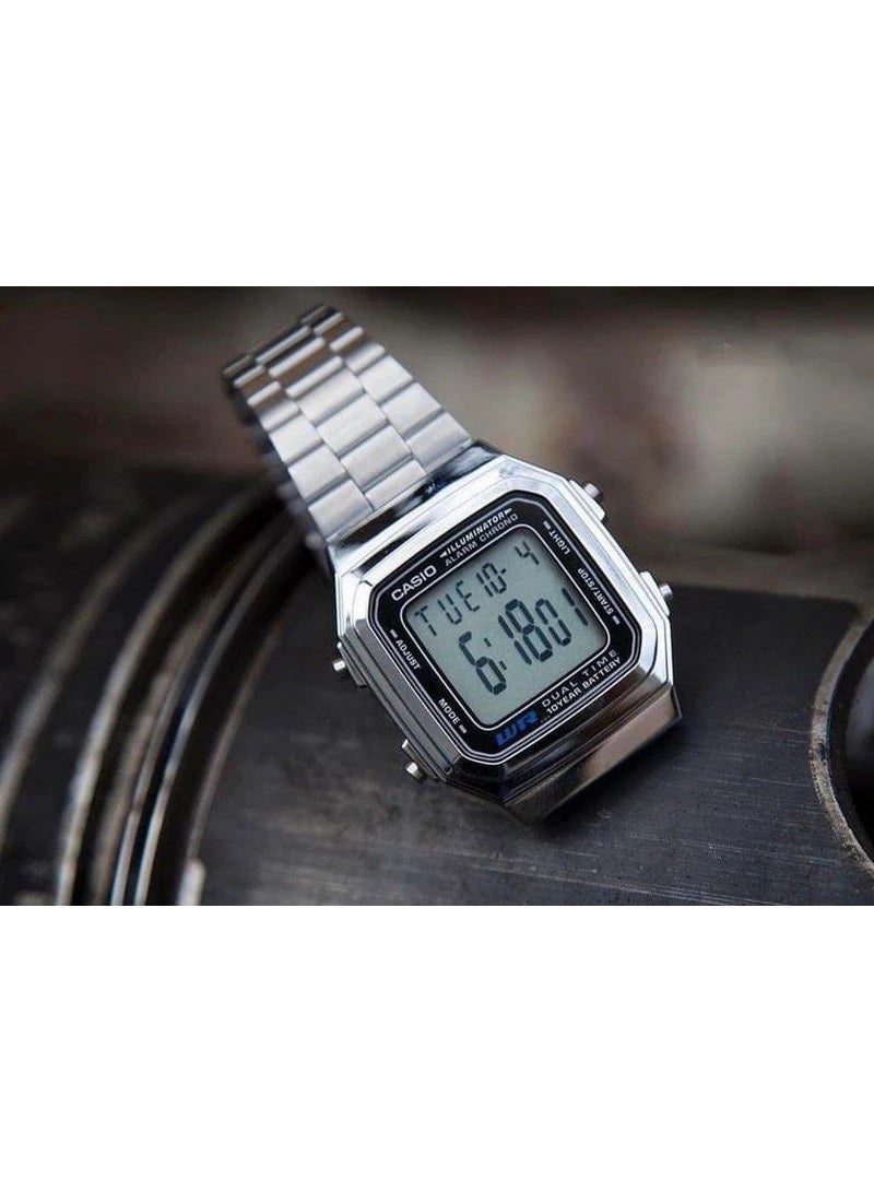 كاسيو ساعة كاسيو للجنسين بمينا رمادي وسوار فضي، A178WA-1ADF - Image 3