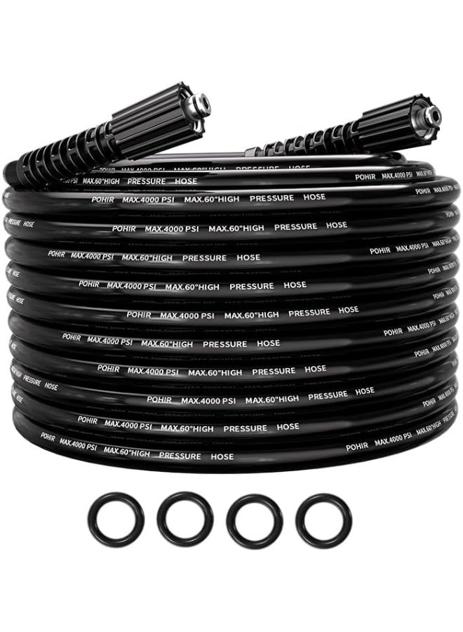 POHIR Pressure Washer Hose 25Ft, Kink Resistant Power Washer Hose 1/4 Inch X 25 Feet With M22 14Mm Swivel, Lightweight Pressure Washer Extension Hose 25Â€™, 3600 Psi  - Image 1