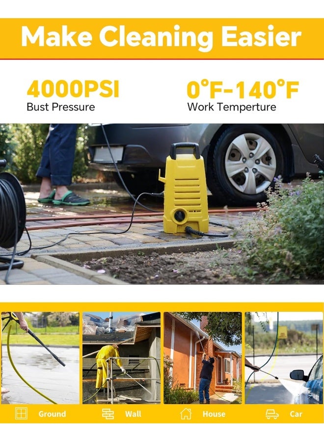 POHIR Pressure Washer Hose 25Ft, Kink Resistant Power Washer Hose 1/4 Inch X 25 Feet With M22 14Mm Swivel, Lightweight Pressure Washer Extension Hose 25Â€™, 3600 Psi  - Image 5