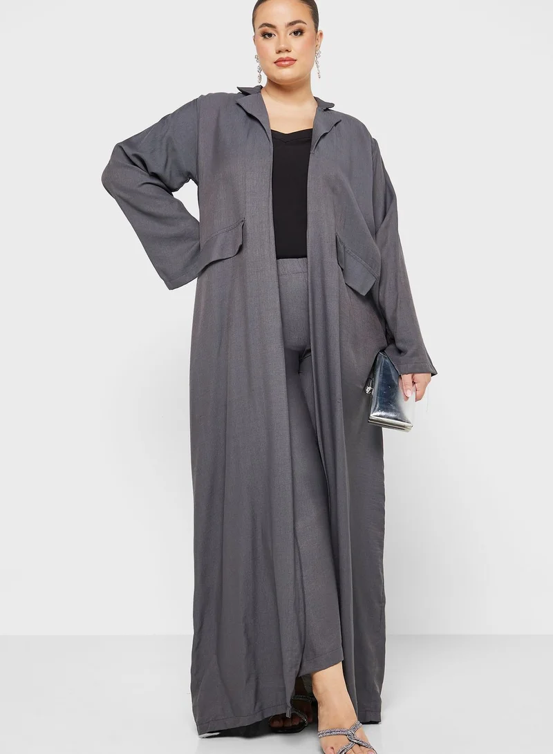 Hayas Closet Curve Pocket Detail Abaya Set