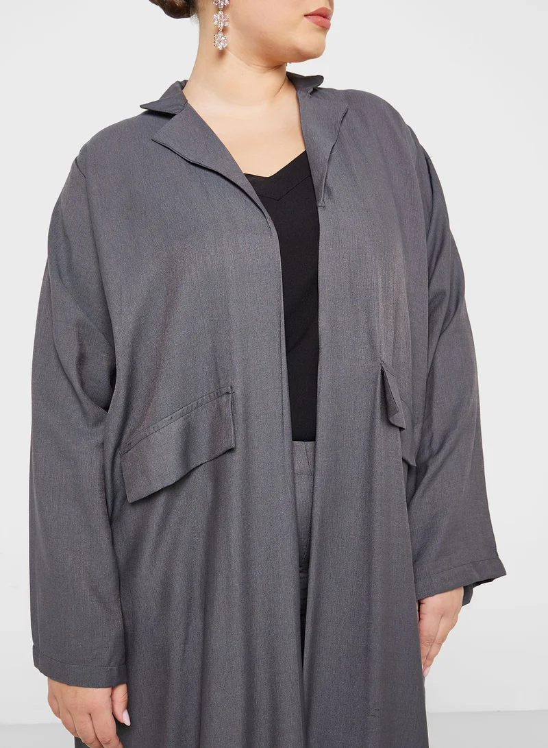 Hayas Closet Curve Pocket Detail Abaya Set