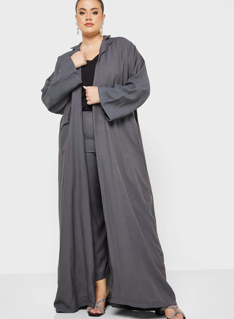 Hayas Closet Curve Pocket Detail Abaya Set