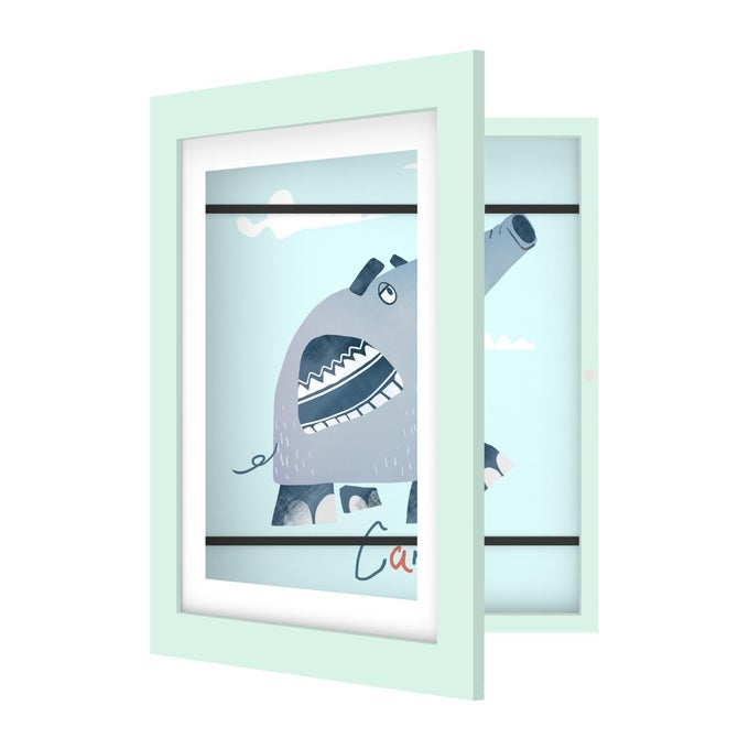 LIGHT BLUE 10 X 125 KID ART PICTURE FRAME GALLERY STYLE TEMPERED GLASS WALL MOUNT FAMILY OCCASION