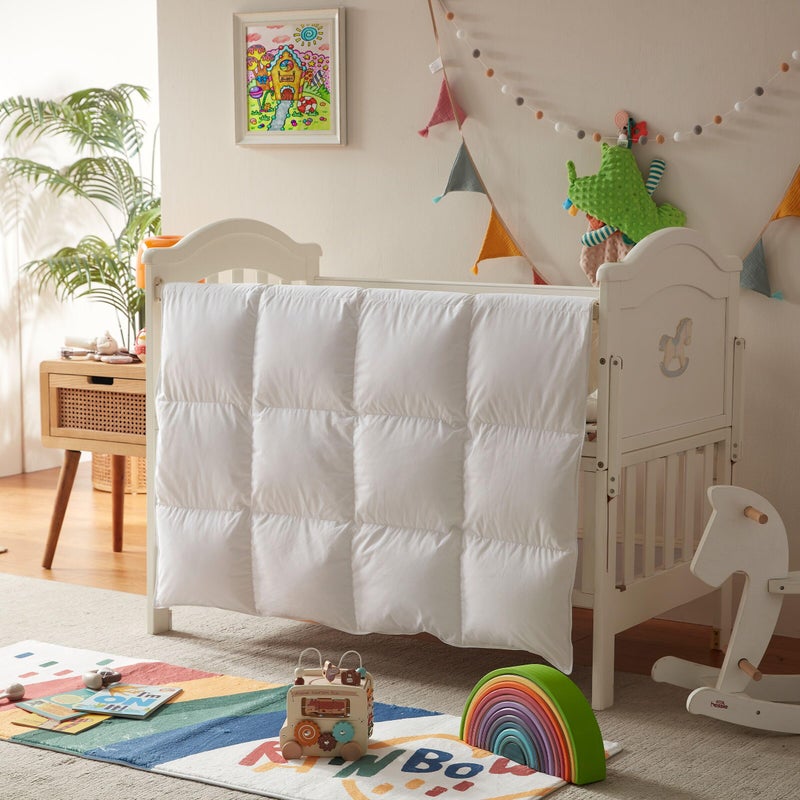 Three Geese Lightweight Toddler Comforter, All Season Down Blanket for Kids, 41x48 Inch White Duvet Insert with Soft Cotton Blend Fabric - Image 2